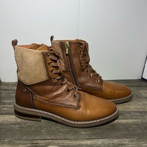 PIKOLINOS Flat Ankle Boots Leather Aldaya Women Size 6.5 (EUR37) Vintage Look